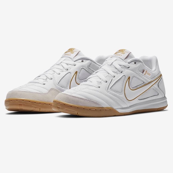 nike sb gato white metallic gold